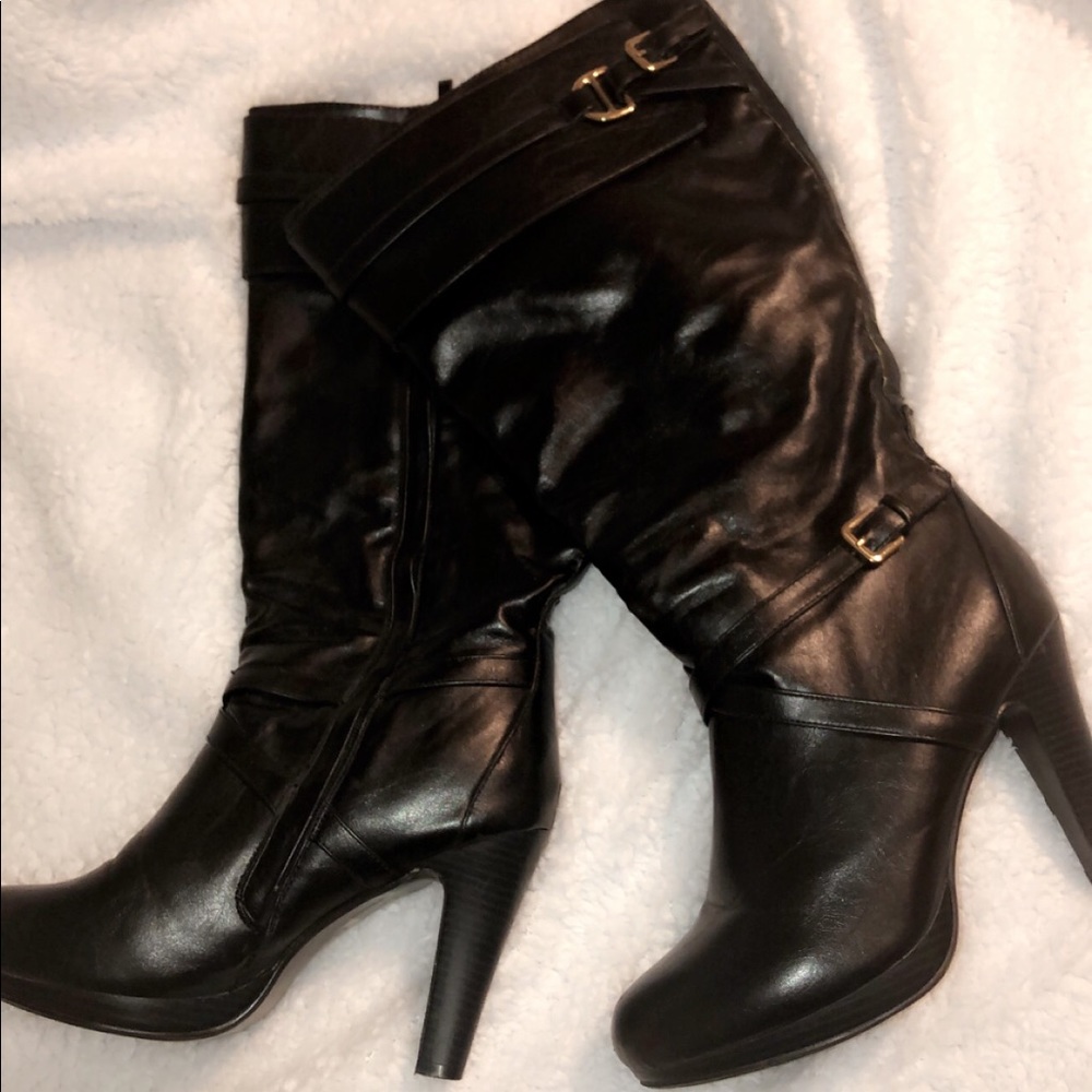 Gently used black platform boots